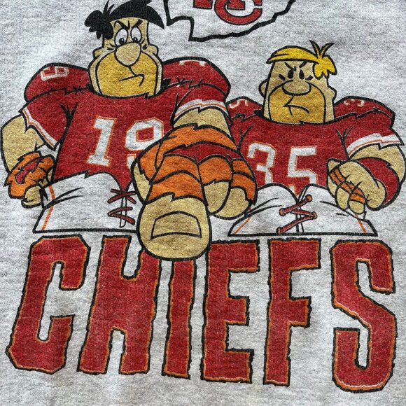 VINTAGE 90S FRED & BARNEY FLINSTONES CHIEFS SWEATSHIRT - Picture 2 of 2